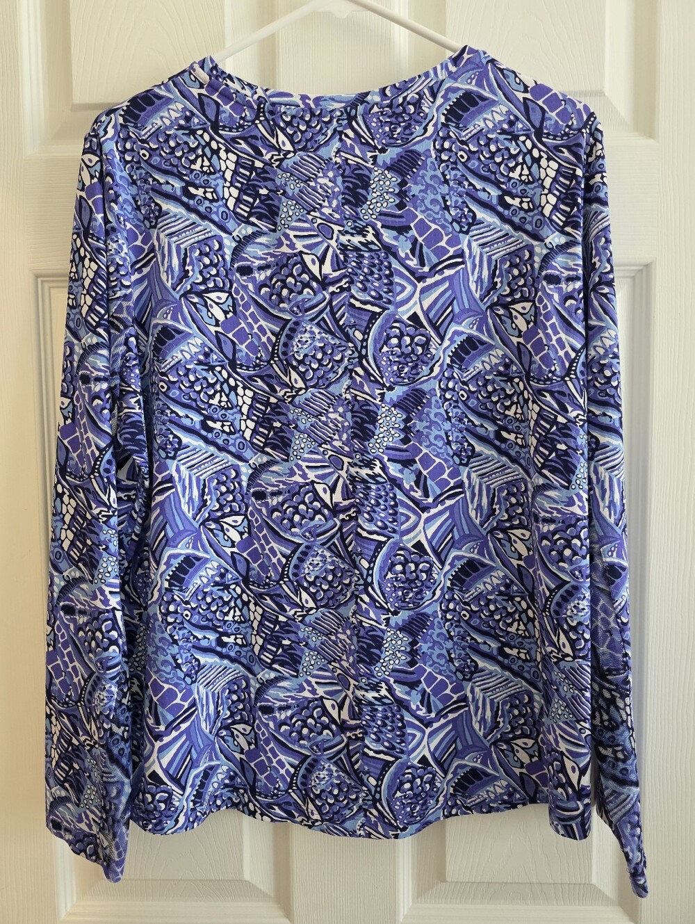 Ibkul XL Top Blue Purple Long Sleeve Activeware Golf Shirt - Picture 2 of 8